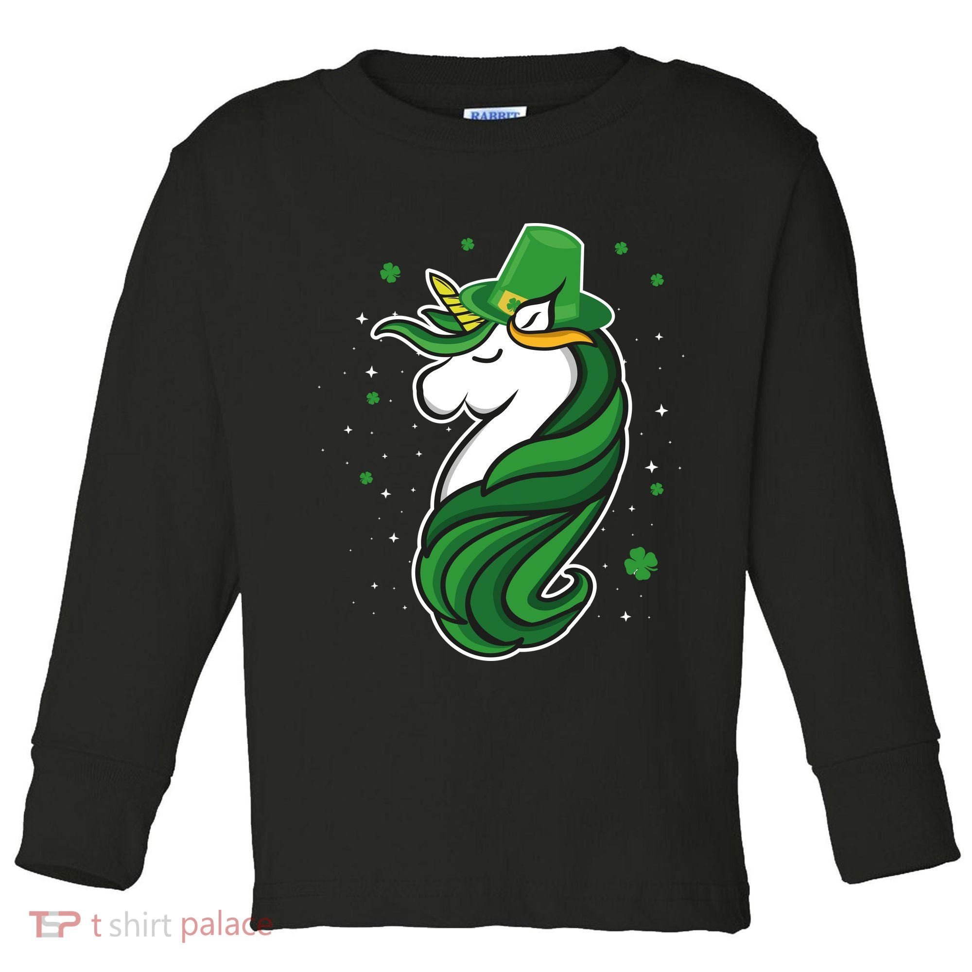 St. Patrick's Day Unicorn Toddler Long Sleeve Shirt