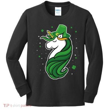 St. Patrick's Day Unicorn Kids Long Sleeve Shirt