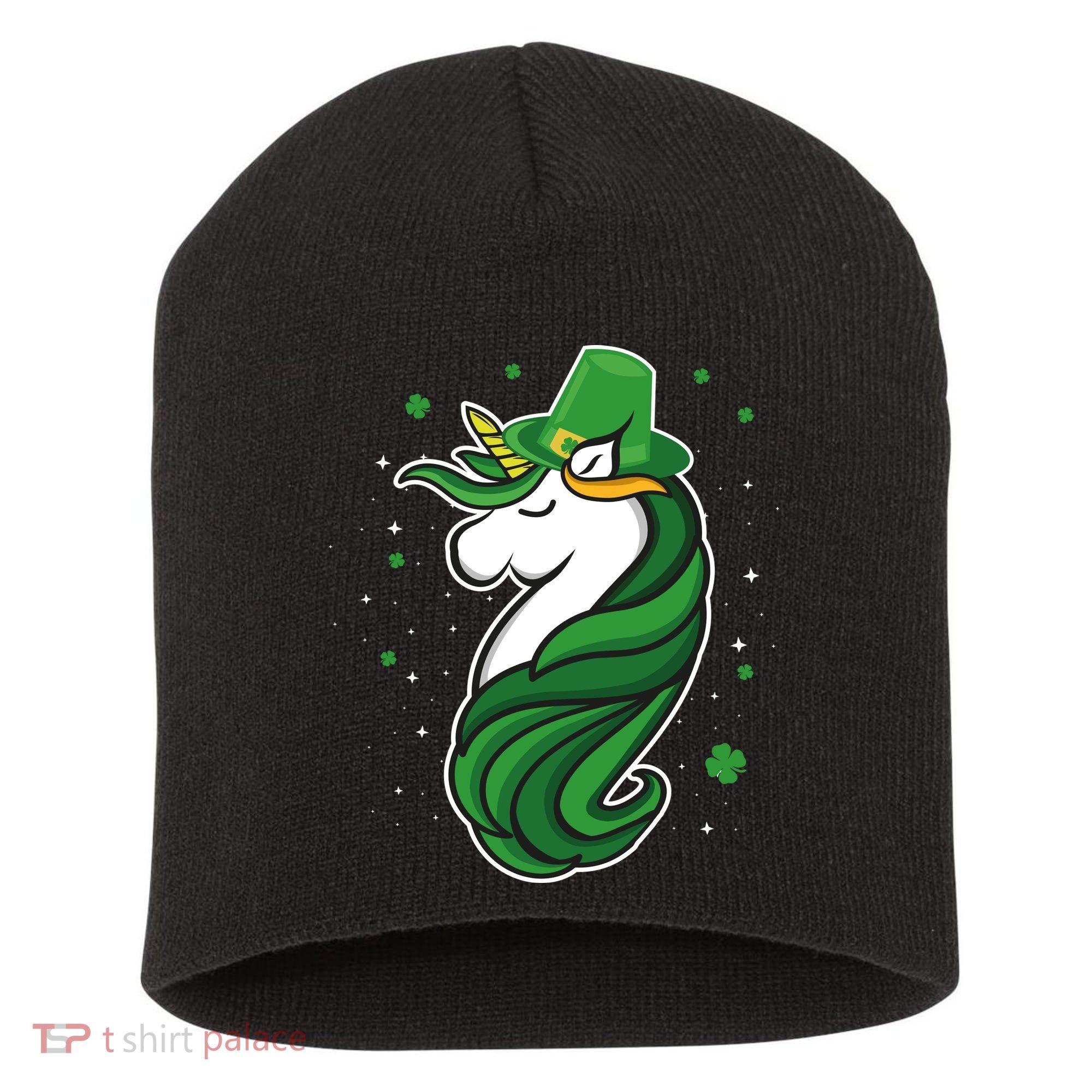 St. Patrick's Day Unicorn Short Acrylic Beanie