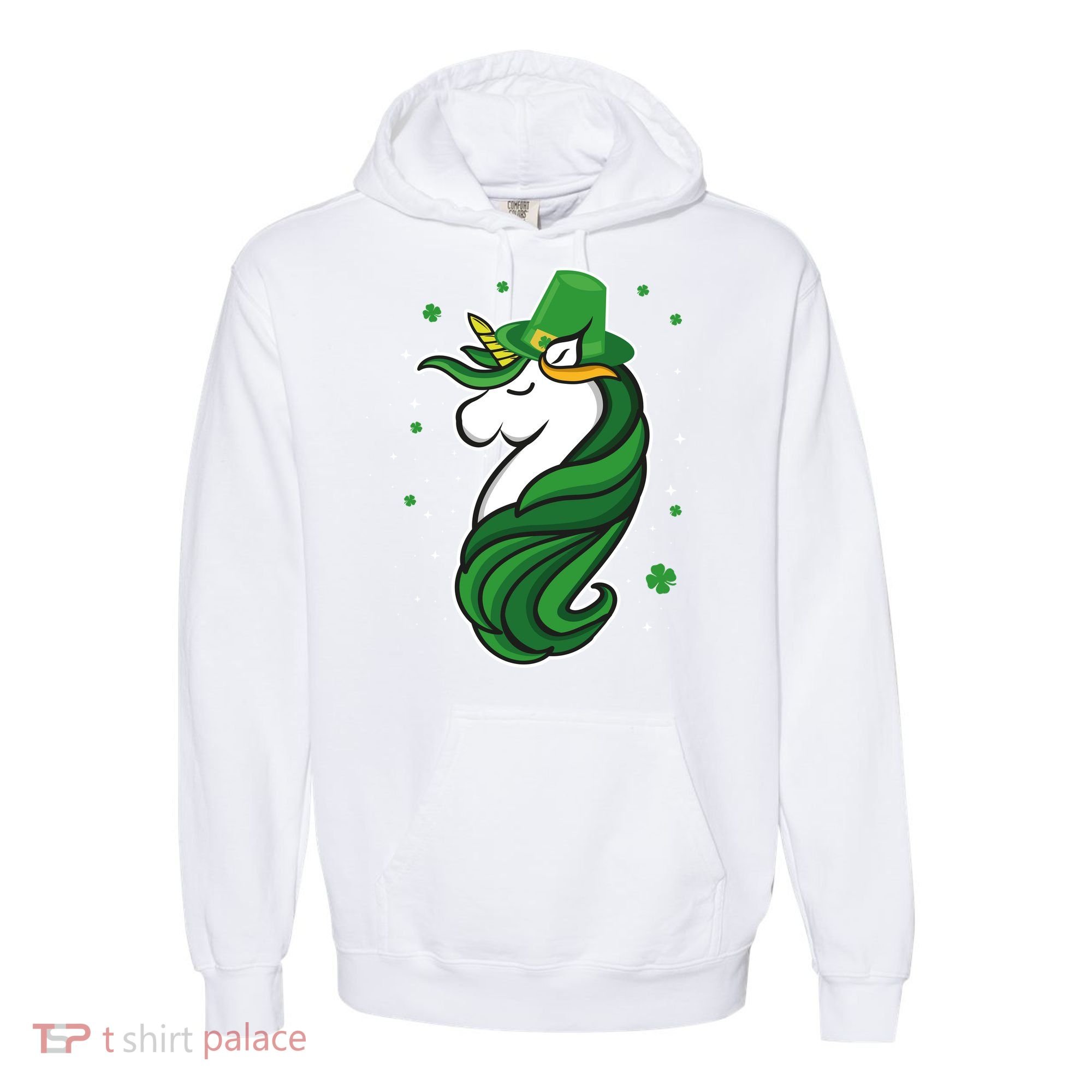 St. Patrick's Day Unicorn Comfort Colors Garment-Dyed Hooded Sweatshirt