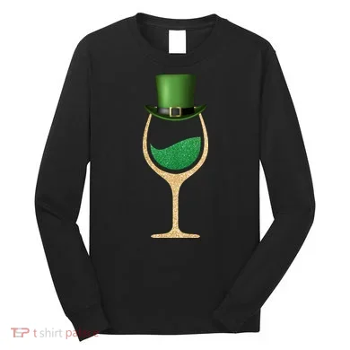 St. Patrick's Day Wine Glass Long Sleeve Shirt
