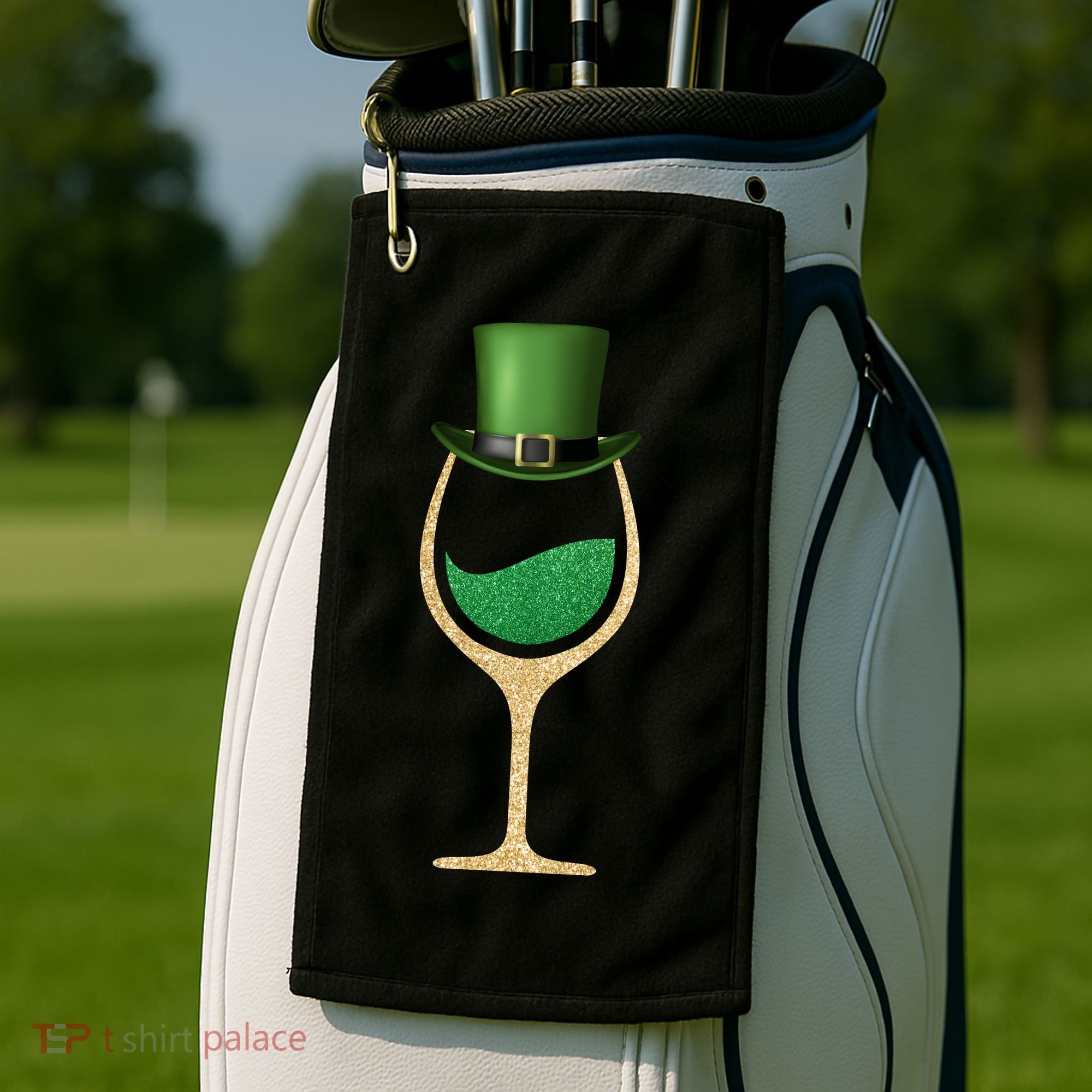 St. Patrick's Day Wine Glass Golf Towel