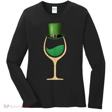 St. Patrick's Day Wine Glass Women's Long Sleeve Shirt