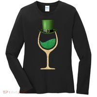 St. Patrick's Day Wine Glass Women's Long Sleeve Shirt thumb 0