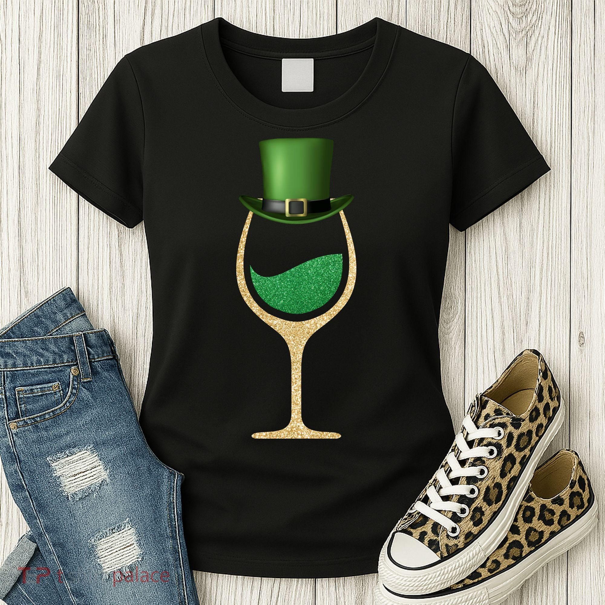 St. Patrick's Day Wine Glass Women's T-Shirt