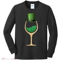 St. Patrick's Day Wine Glass Kids Long Sleeve Shirt thumb 0
