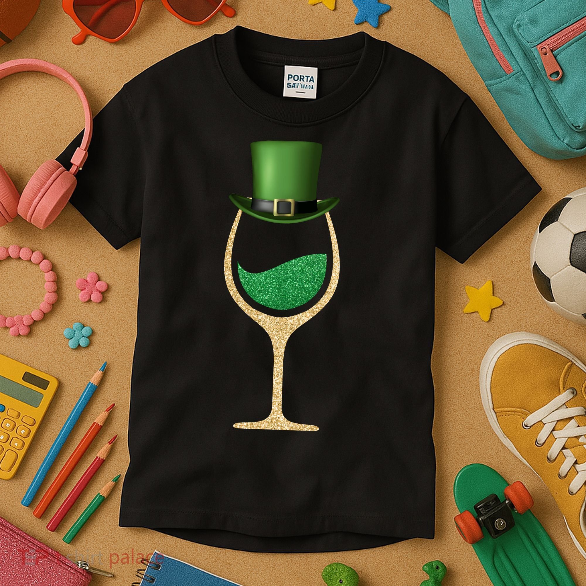 St. Patrick's Day Wine Glass Kids T-Shirt