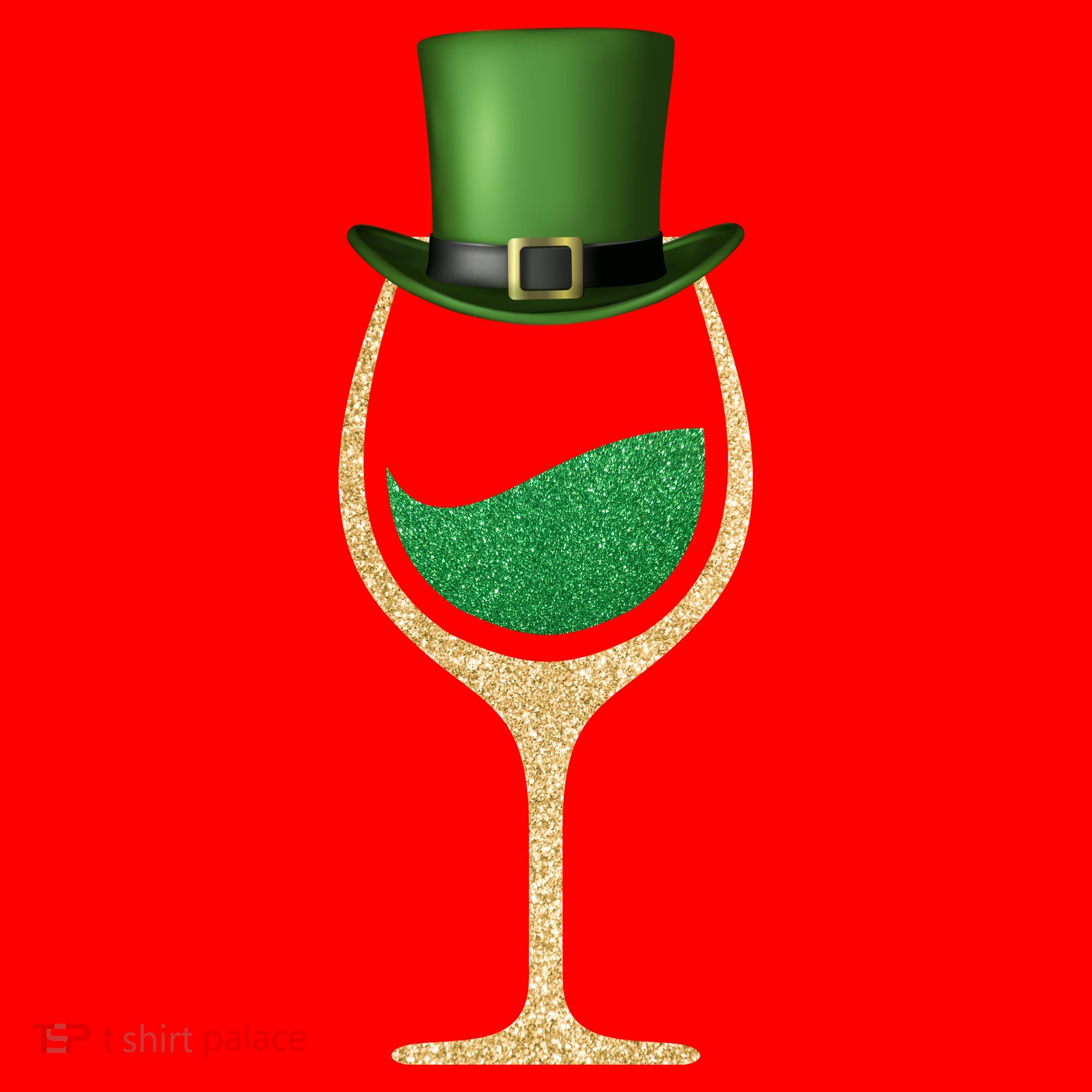 St. Patrick's Day Wine Glass Santa Hat