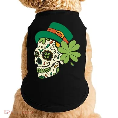 St Patricks Clover Skull Doggie Tank