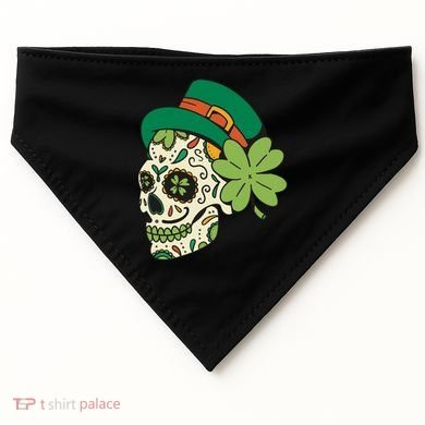 St Patricks Clover Skull USA-Made Doggie Bandana