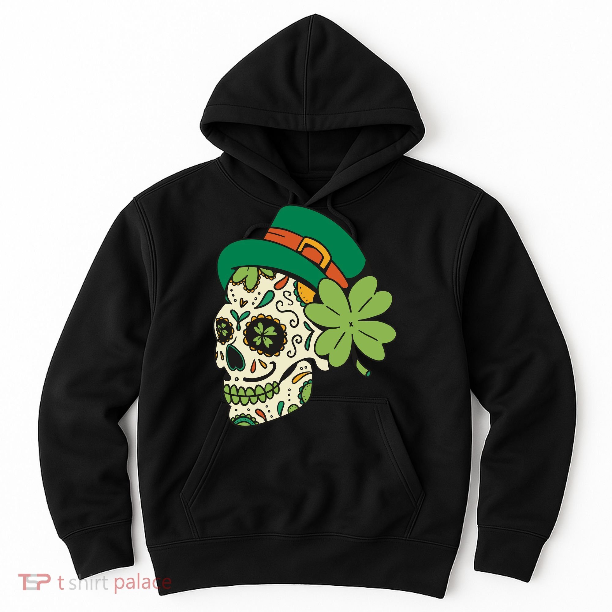St Patricks Clover Skull Hoodie