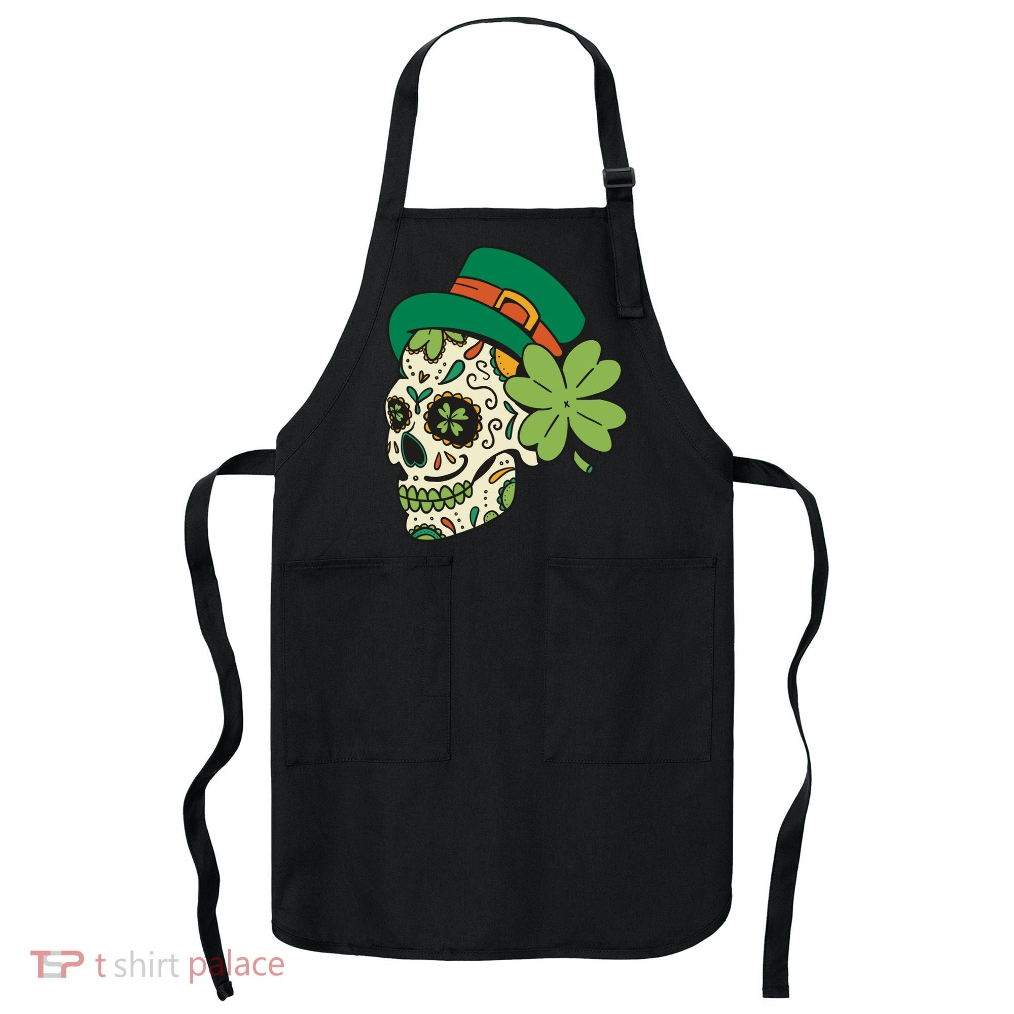 St Patricks Clover Skull Apron