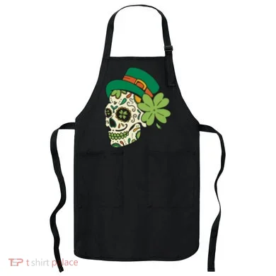 St Patricks Clover Skull Apron