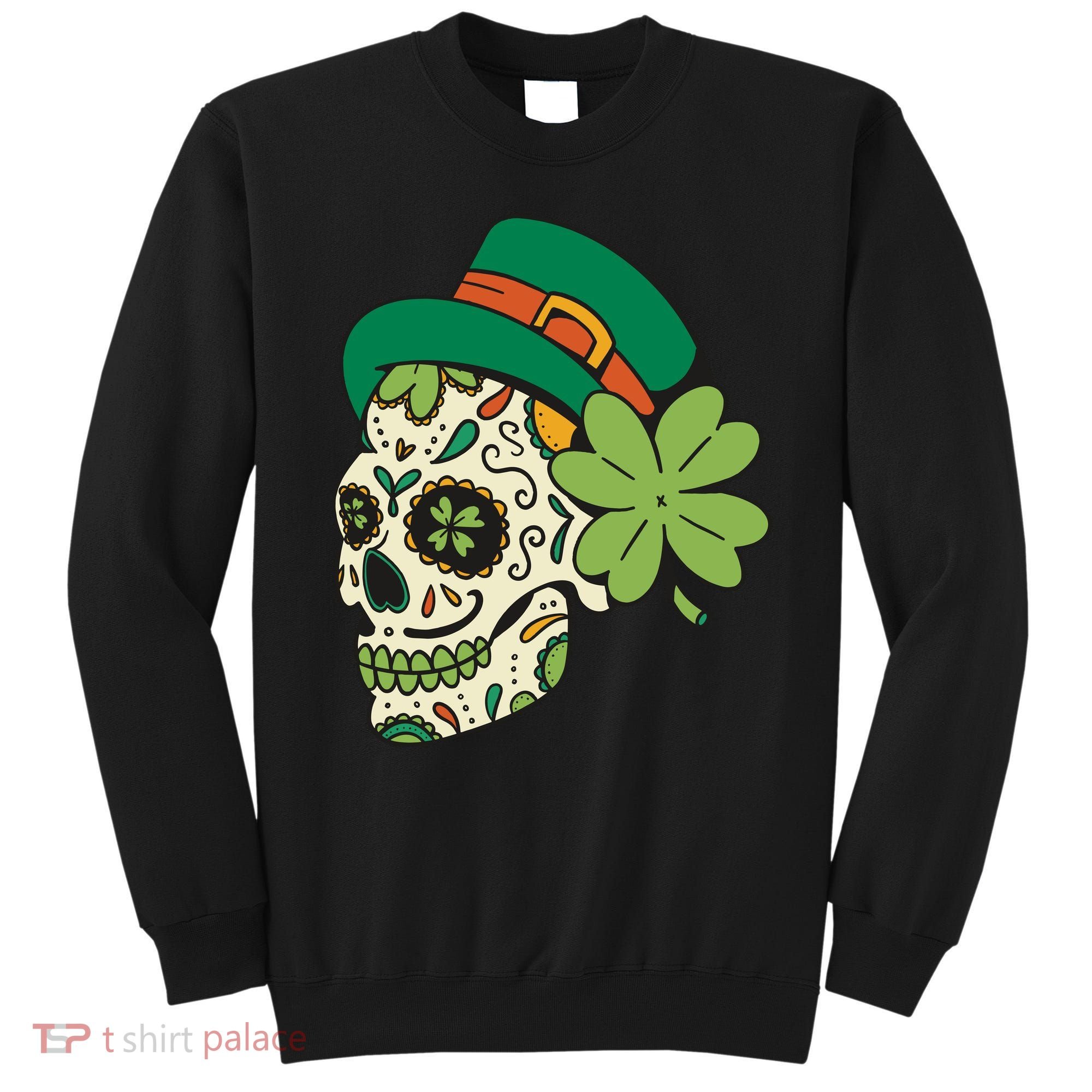 St Patricks Clover Skull Sweatshirt