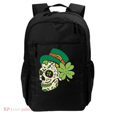 St Patricks Clover Skull Backpack