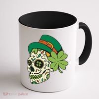 St Patricks Clover Skull Coffee Mug thumb 1