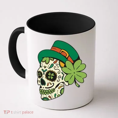 St Patricks Clover Skull Coffee Mug