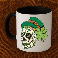 St Patricks Clover Skull Coffee Mug thumb 2