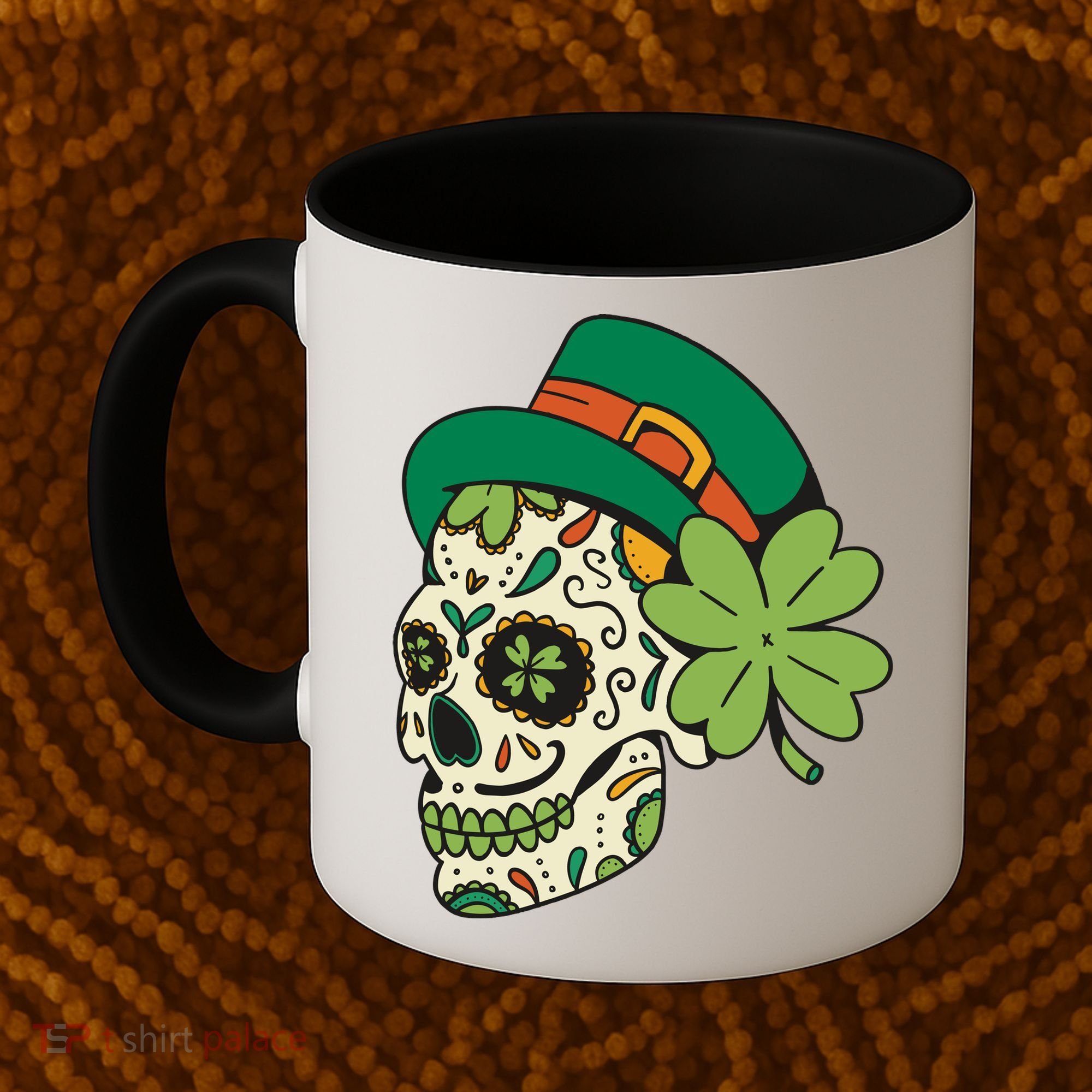 St Patricks Clover Skull Coffee Mug