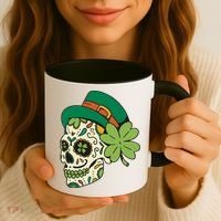 St Patricks Clover Skull Coffee Mug thumb 3