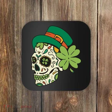St Patricks Clover Skull Coaster