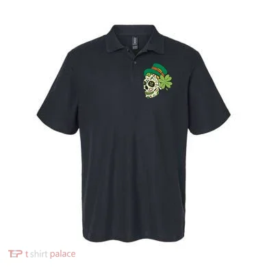 St Patricks Clover Skull Polo