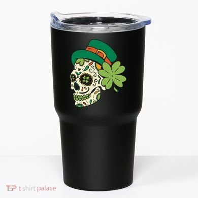 St Patricks Clover Skull Tumbler