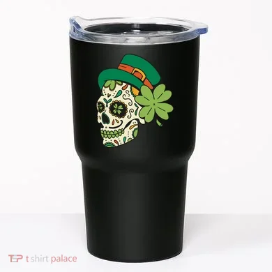 St Patricks Clover Skull Tumbler
