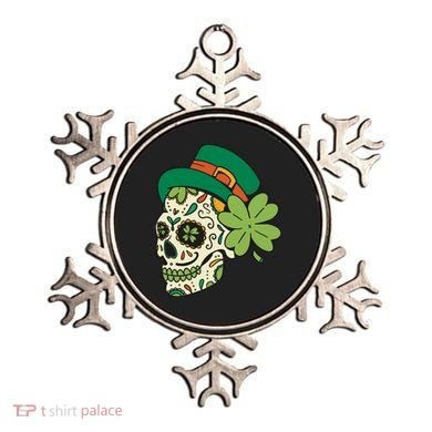 St Patricks Clover Skull Ornament