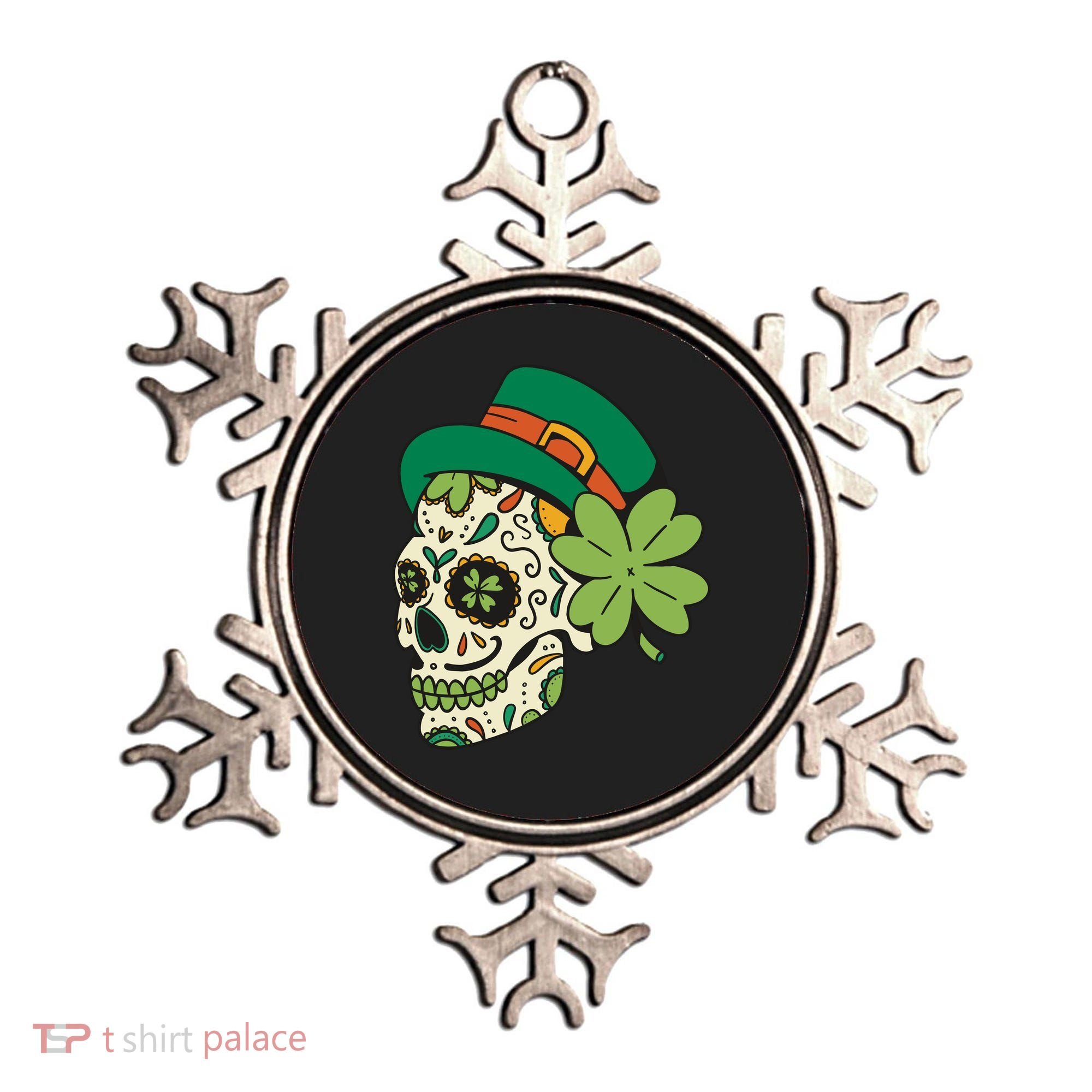 St Patricks Clover Skull Ornament