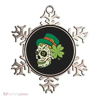 St Patricks Clover Skull Ornament