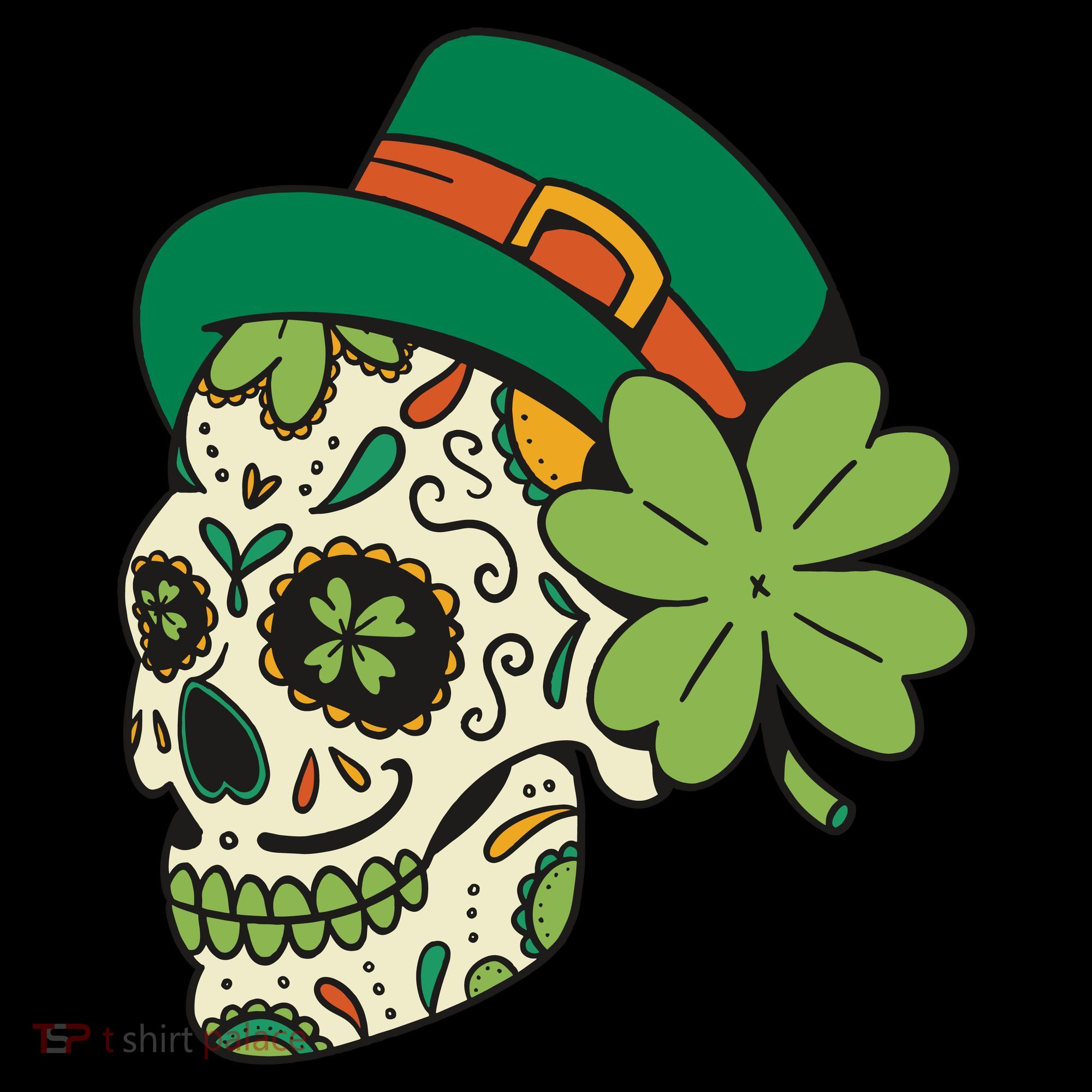 St Patricks Clover Skull Ornament