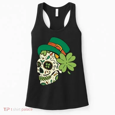 St Patricks Clover Skull Women's Tank Top