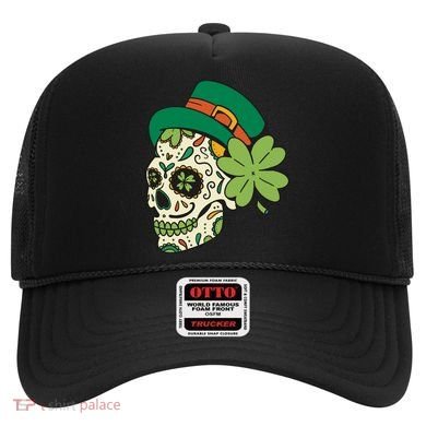 St Patricks Clover Skull Hat