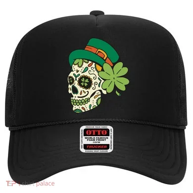 St Patricks Clover Skull Hat