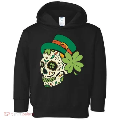 St Patricks Clover Skull Toddler Hoodie