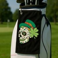 St Patricks Clover Skull Golf Towel thumb 2