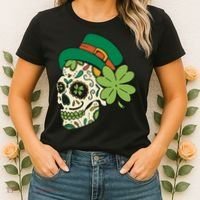 St Patricks Clover Skull Women's T-Shirt thumb 2