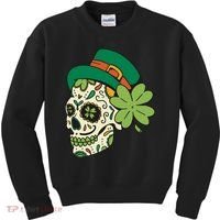 St Patricks Clover Skull Kids Sweatshirt thumb 0