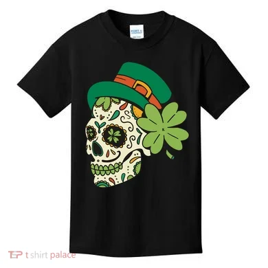 St Patricks Clover Skull Kids T-Shirt