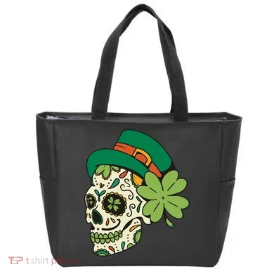 St Patricks Clover Skull Tote Bag