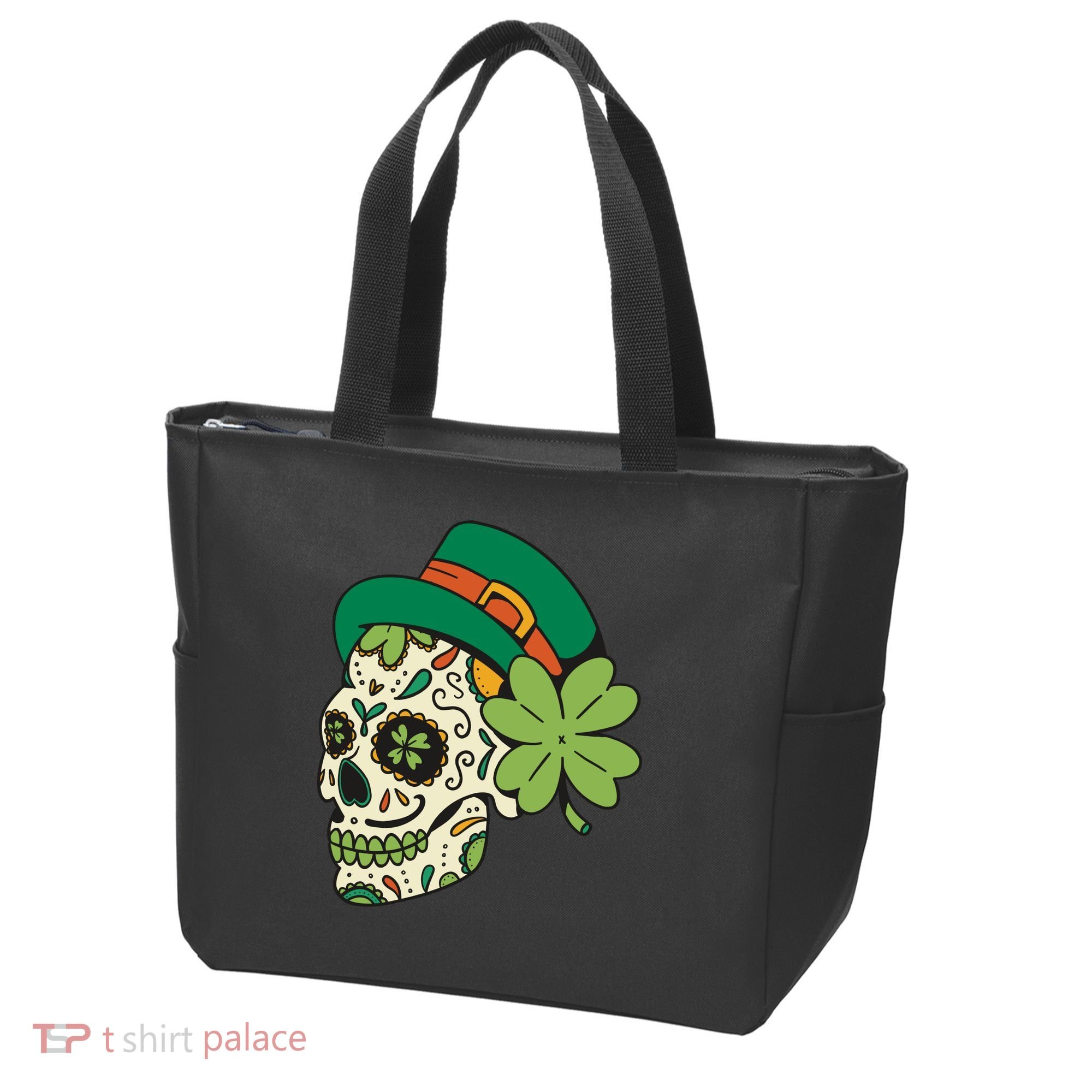 St Patricks Clover Skull Bag