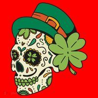 St Patricks Clover Skull Santa Hat thumb 1