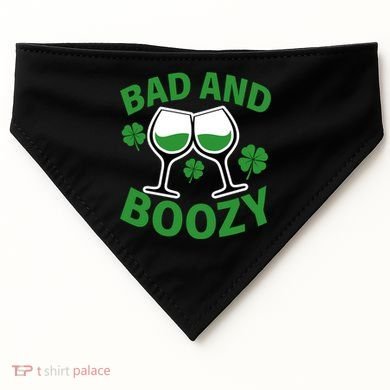 St Patrick's Day Bad and Boozy USA-Made Doggie Bandana