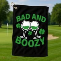 St Patrick's Day Bad and Boozy Golf Towel thumb 1