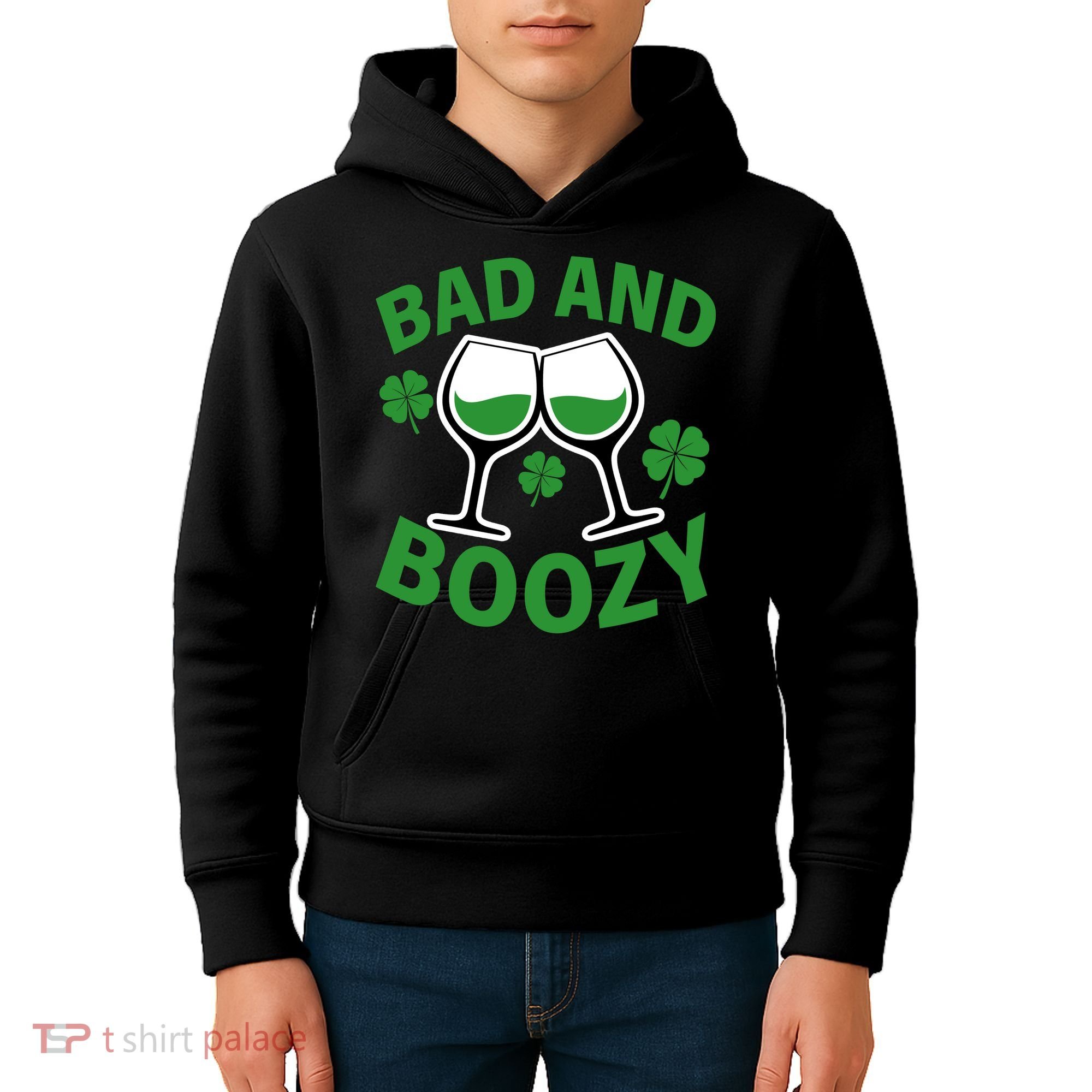 St Patrick's Day Bad and Boozy Kids Hoodie