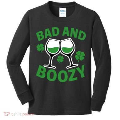 St Patrick's Day Bad and Boozy Kids Long Sleeve Shirt