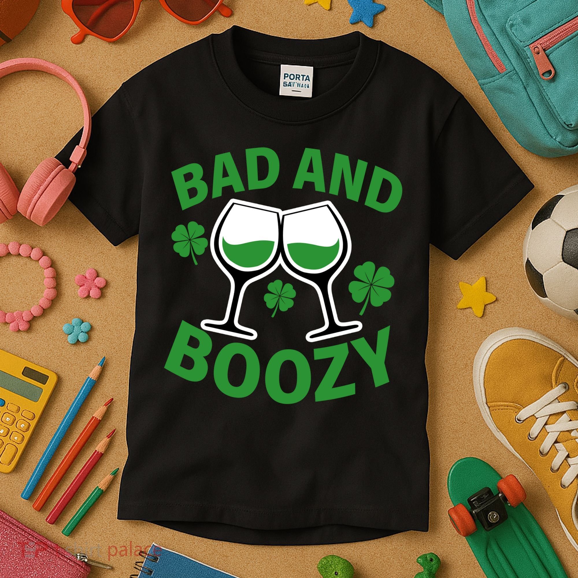 St Patrick's Day Bad and Boozy Kids T-Shirt