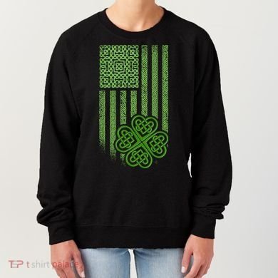 St Patrick's Day Celtic Shamrock US American Flag Women's Sweatshirt