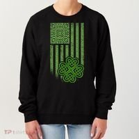 St Patrick's Day Celtic Shamrock US American Flag Women's Sweatshirt thumb 0